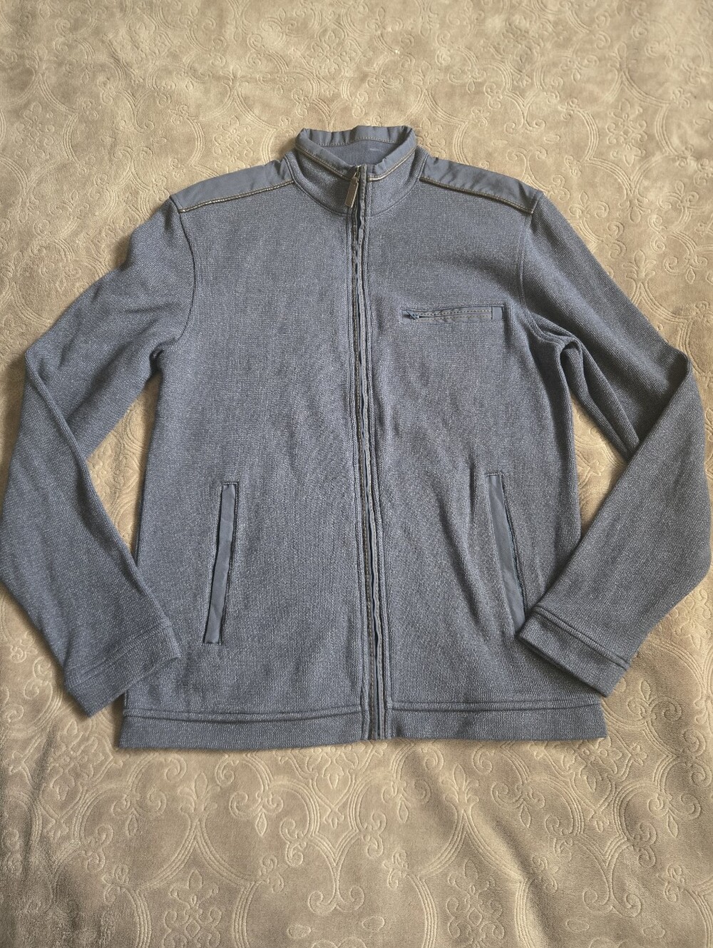 Johnston & Murphy Navy Melange Knit Full Zip Jacket Men’s Small